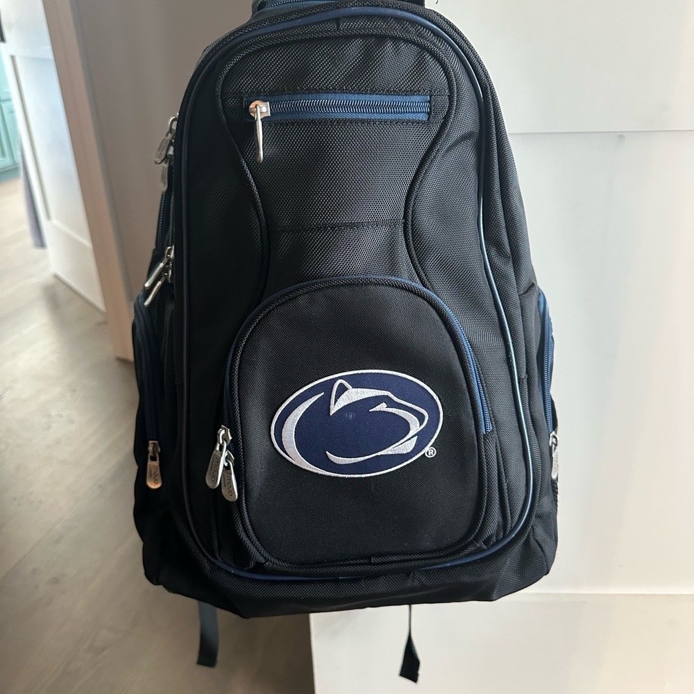 Navy Blue Backpack with Embroidered Logo
